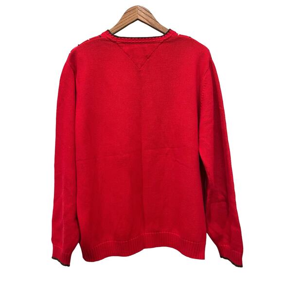 Tommy Hilfiger Vintage Red Plaid Crewneck Sweater Mens L - Picture 4 of 9